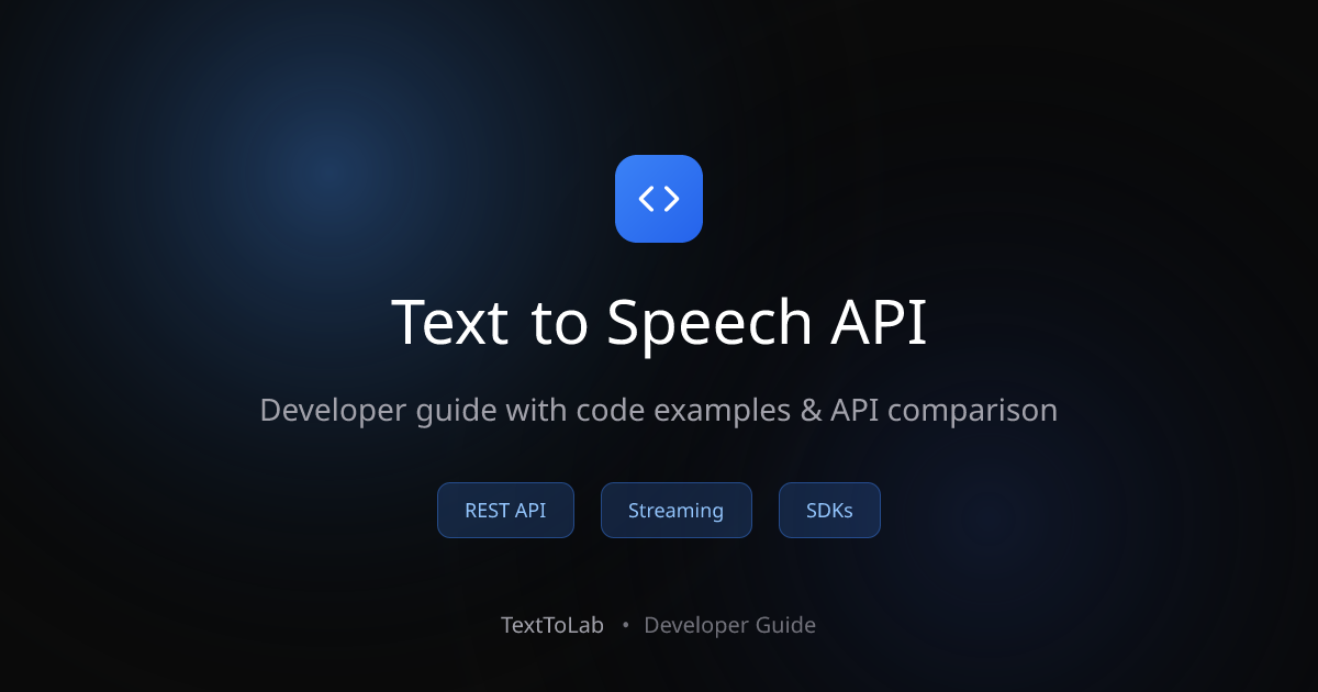 Text to Speech API Guide (2026) | TextToLab
